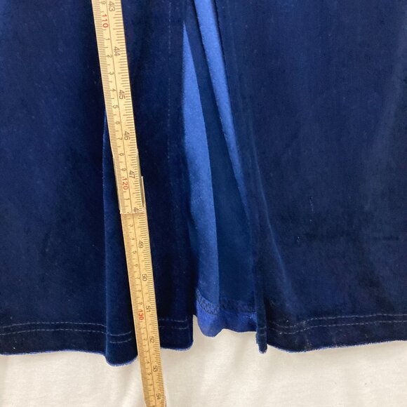 Dress.com size 16 Blue Velvet Ruched Bow Tie Front Side Slit Maxi Dress Y2K - Picture 5 of 10